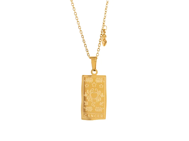 Personalized Gold Necklace-Cancer Zodiac Pendant Necklace