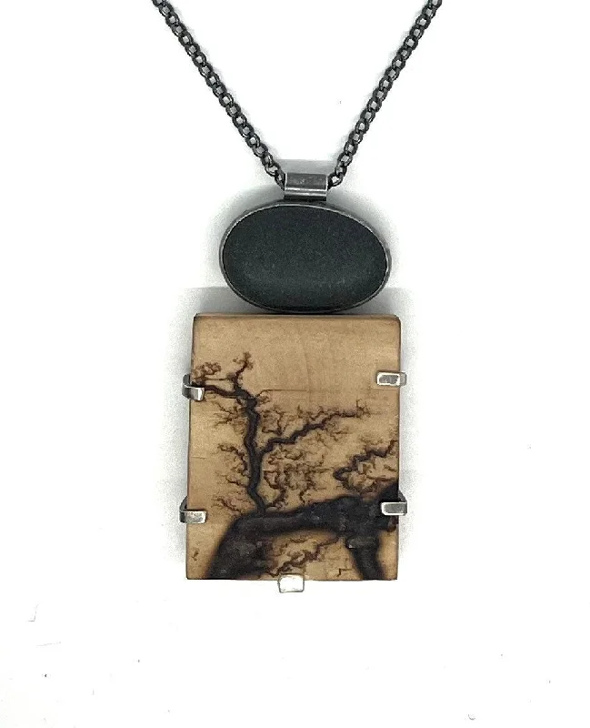 Bohemian Style Necklace-Rock and Lightning Wood necklace