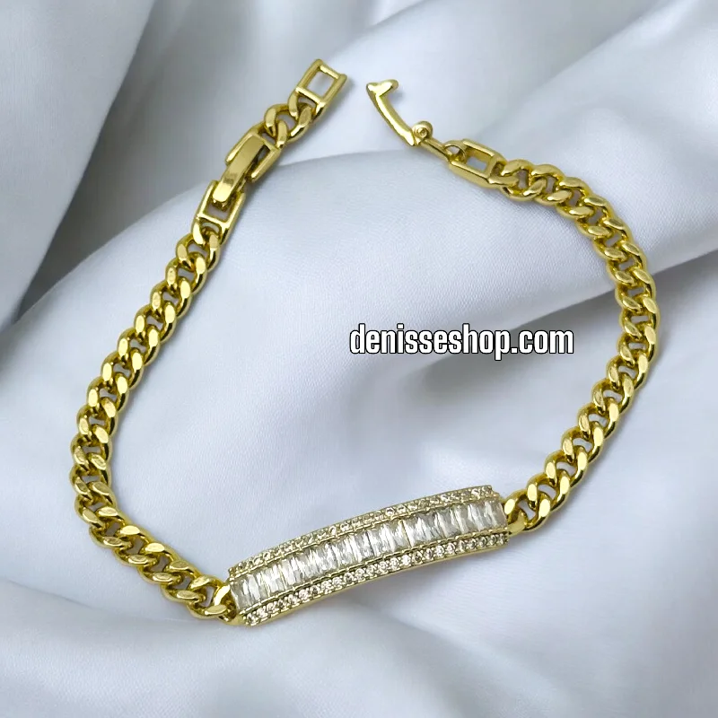 Custom Diamond Bracelet-14K WHITE STONE BRACELET BR636