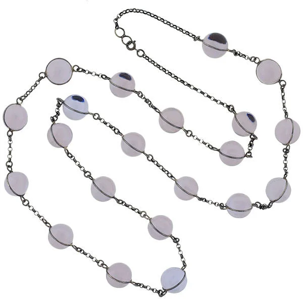 Adjustable Choker Necklace-Art Deco Sterling Lavender "Pools of Light" Necklace