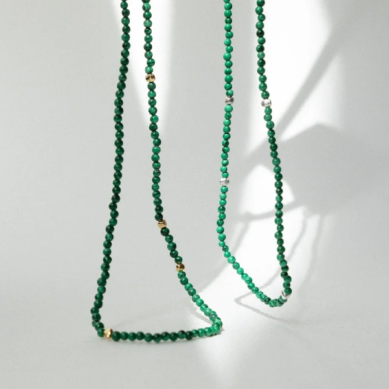 Classic Gemstone Pendant Necklace-'Madison' Malachite Beaded Necklace