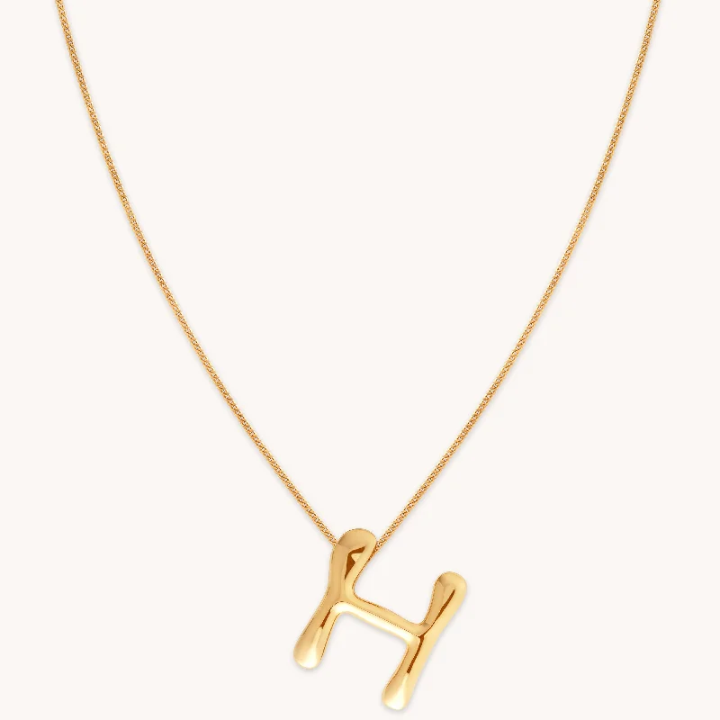 Classic Chain Necklace-H Initial Bold Pendant Necklace in Gold