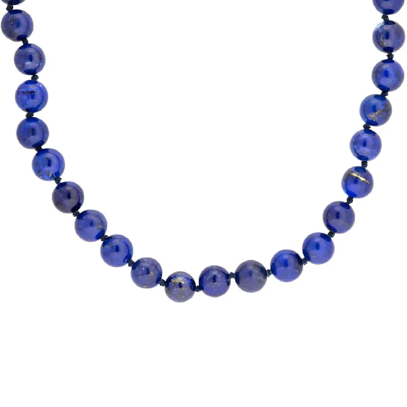 Luxury Pearl Necklace-Estate Gold Filled Lapis Bead Necklace 24"