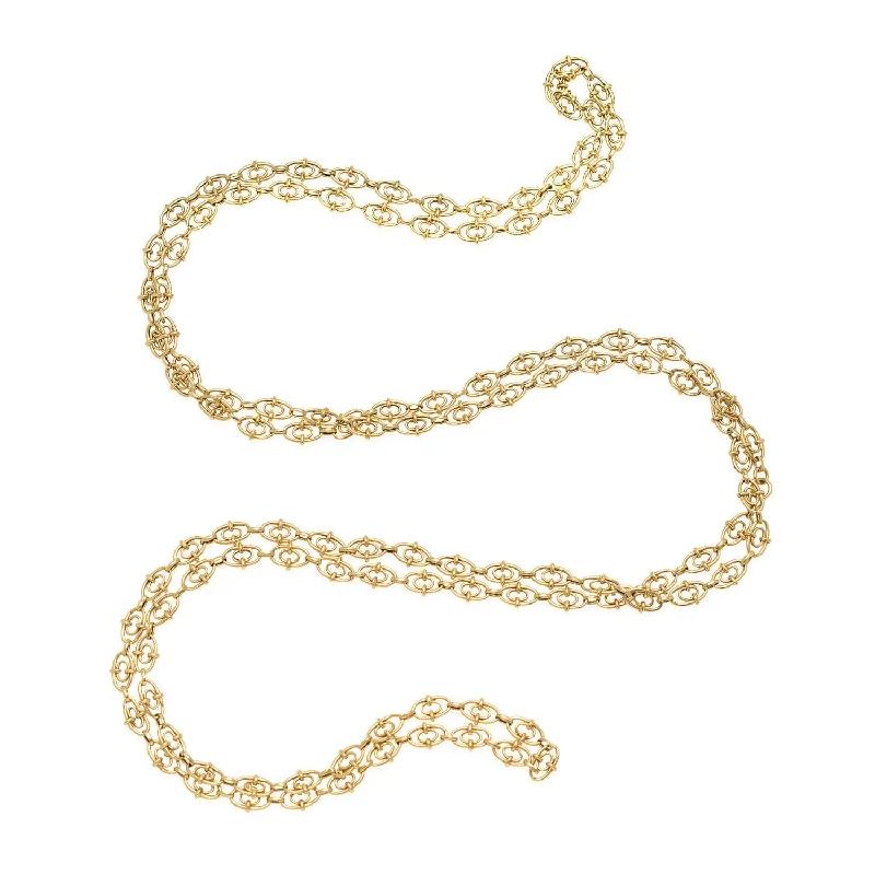 Elegant Gold Pendant Necklace-Victorian 18kt Fancy Link Chain Necklace 44.5g