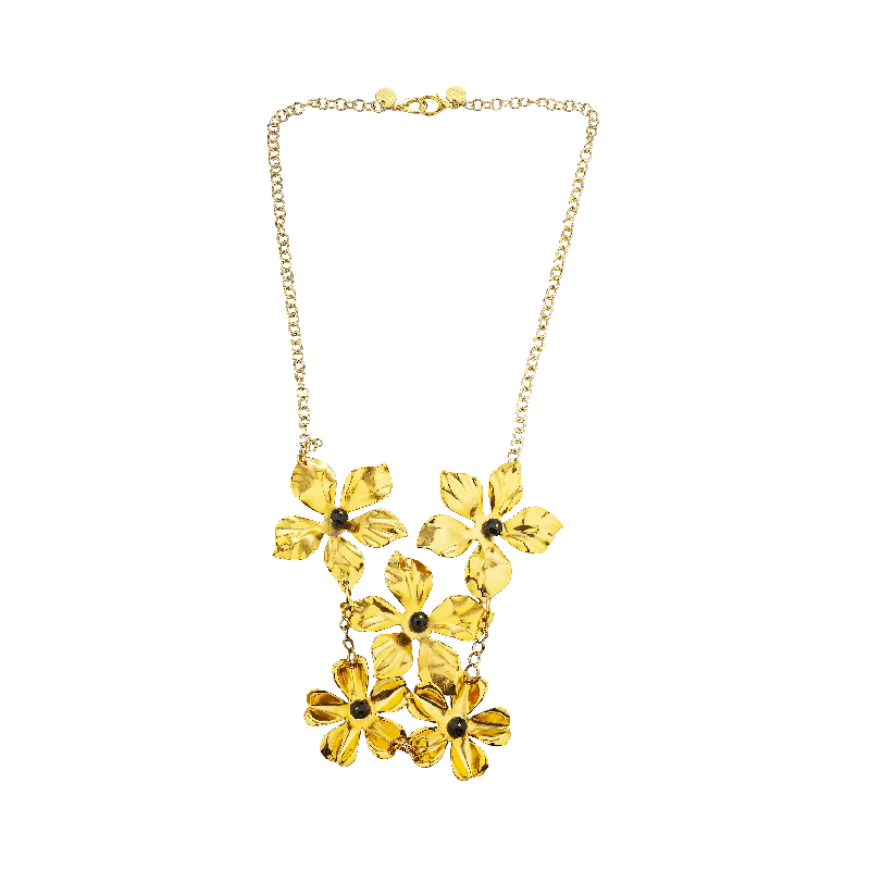 Gold Crystal Pendant Necklace-FLOWER JOURNAL NECKLACE