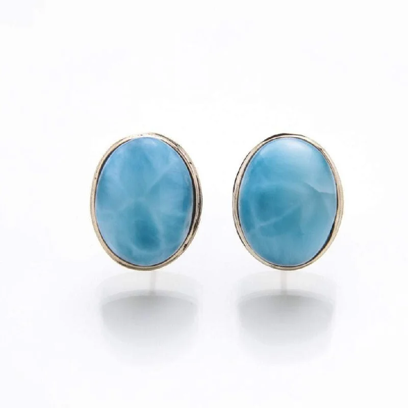 Fancy Gold Earrings-Larimar 14K Gold Earrings Haily