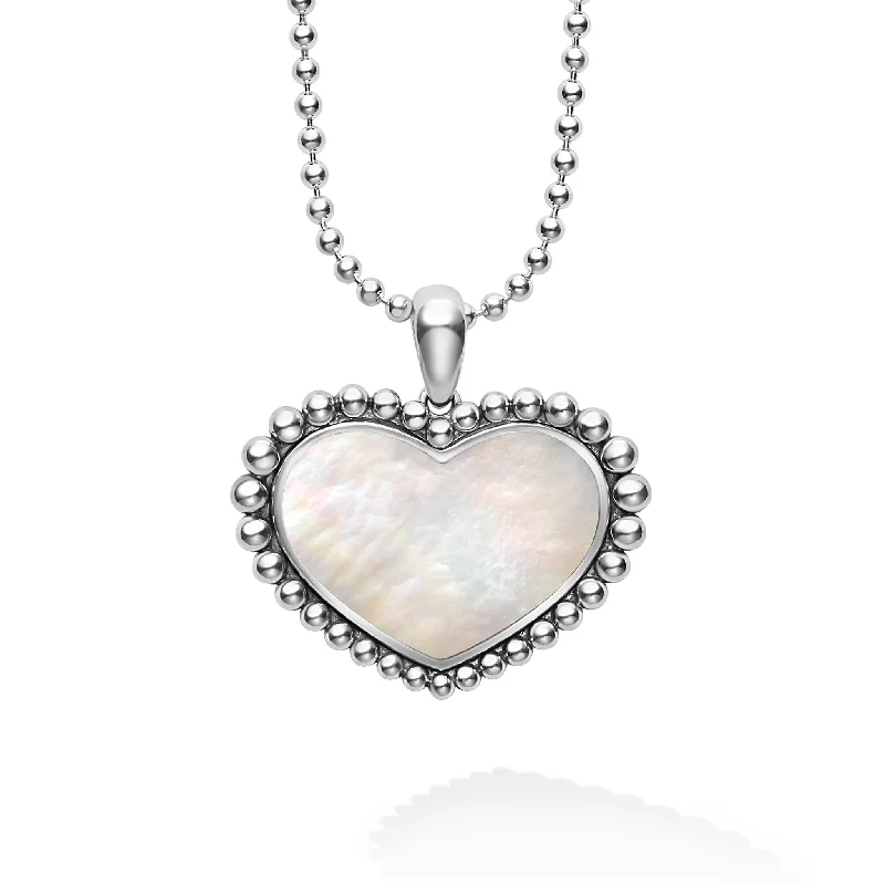 Custom Wedding Necklace-Maya Large Mother of Pearl Heart Pendant Necklace