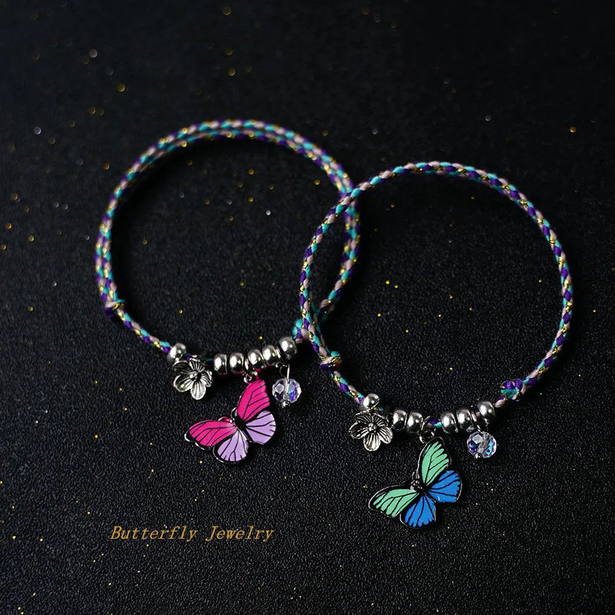 Women's Custom Bracelet for Wedding-1 Piece Retro Flower Butterfly Alloy Rope Unisex Bracelets