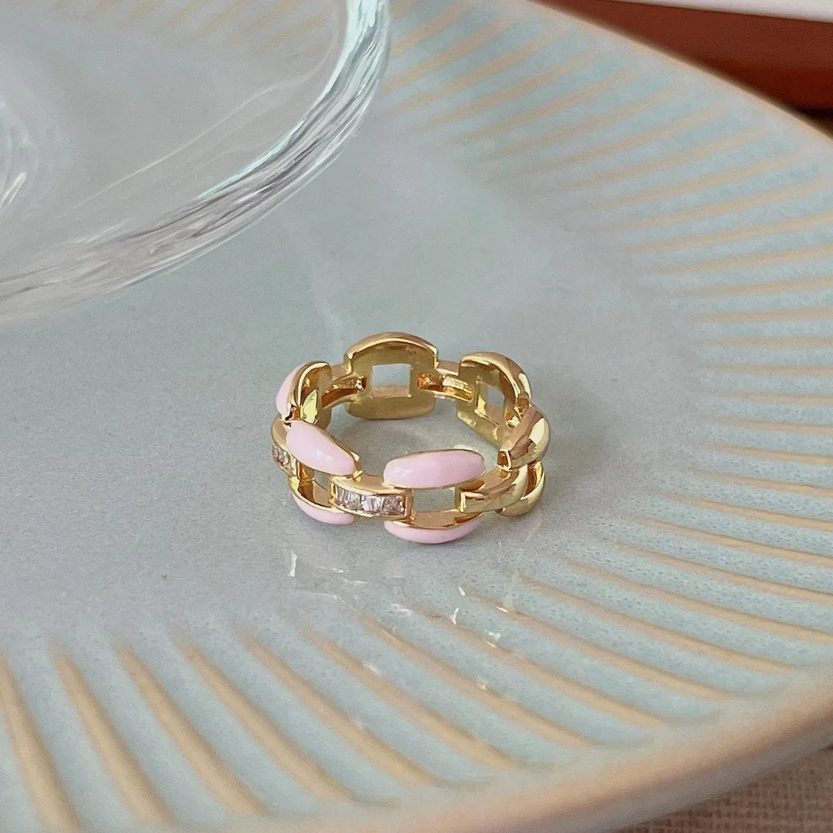 14 Lilac Pink Splicing Chain Open Ring