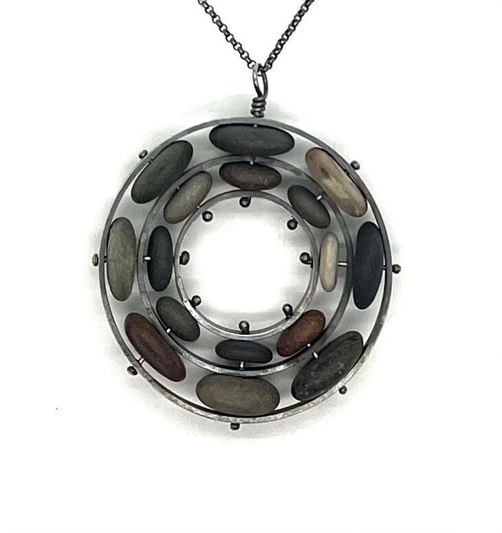 Elegant Silver Necklace-Double Bearing Necklace