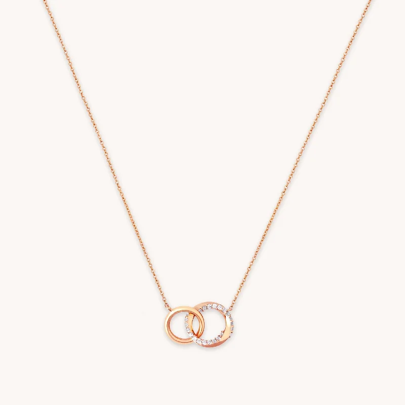 Gold Name Necklace-Orbit Crystal Chain Necklace in Rose Gold