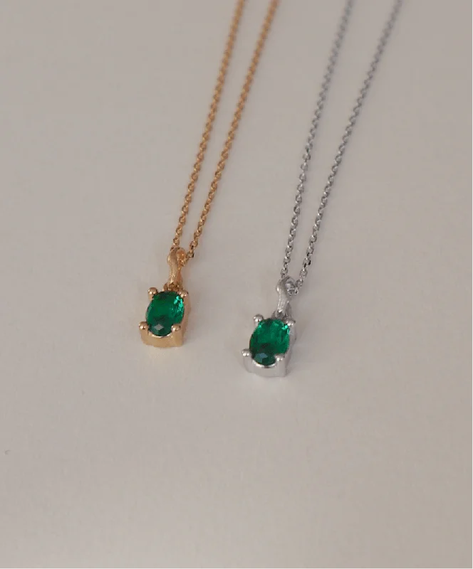 Star Shaped Necklace-'Kate' Green Oval Necklace