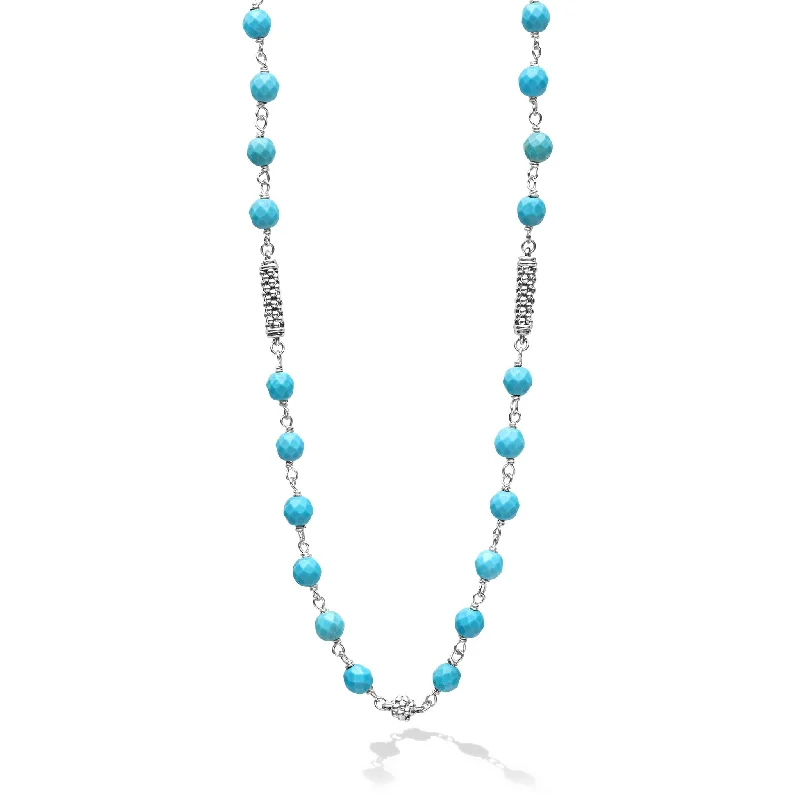 Wedding Necklace for Bride-Caviar Icon Turquoise Beaded Necklace