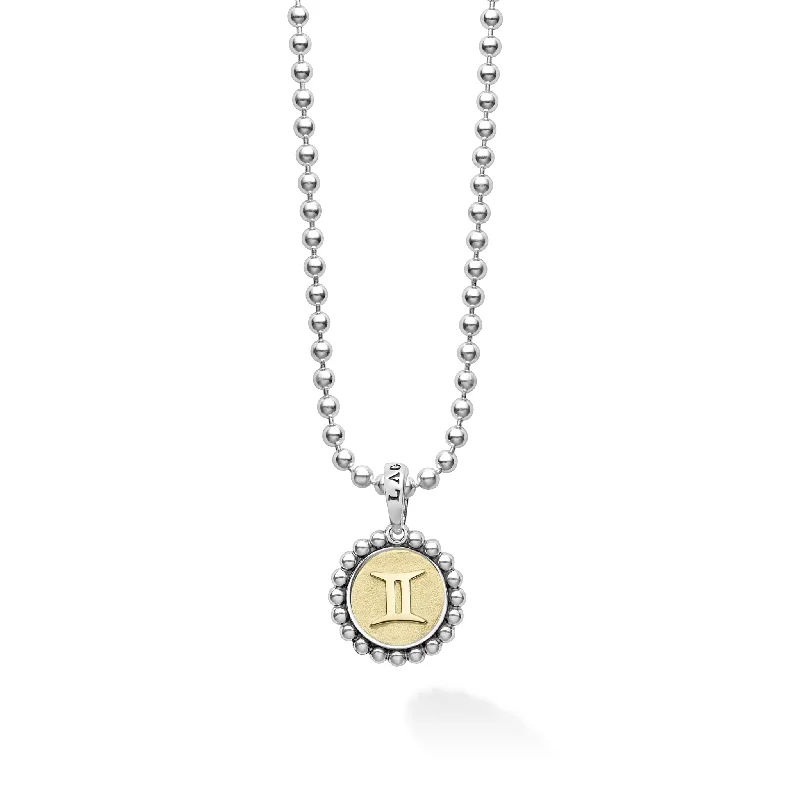 Moon Pendant Necklace-Signature Caviar Gemini Zodiac Charm Necklace