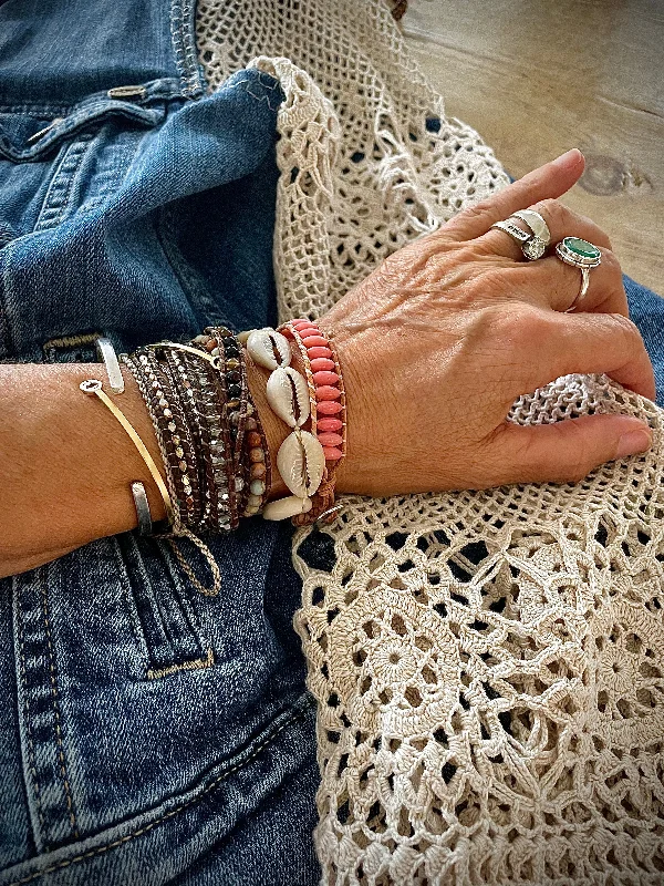 Handcrafted Gemstone Bracelet Set-Coral Bee Bracelet