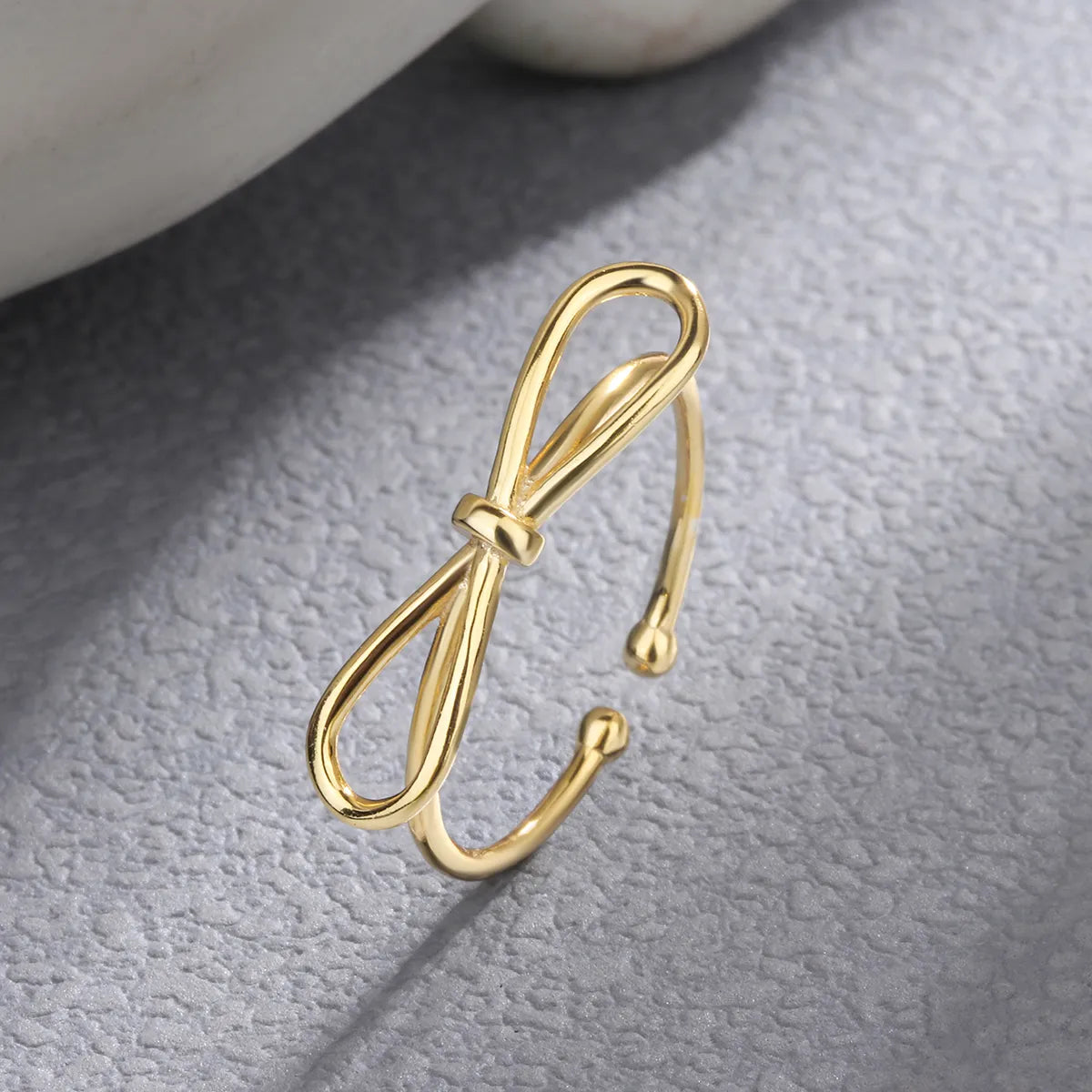 Antique Silver Ring-Lady Simple Style Circle Bow Knot Sterling Silver Plating Gold Plated Open Rings