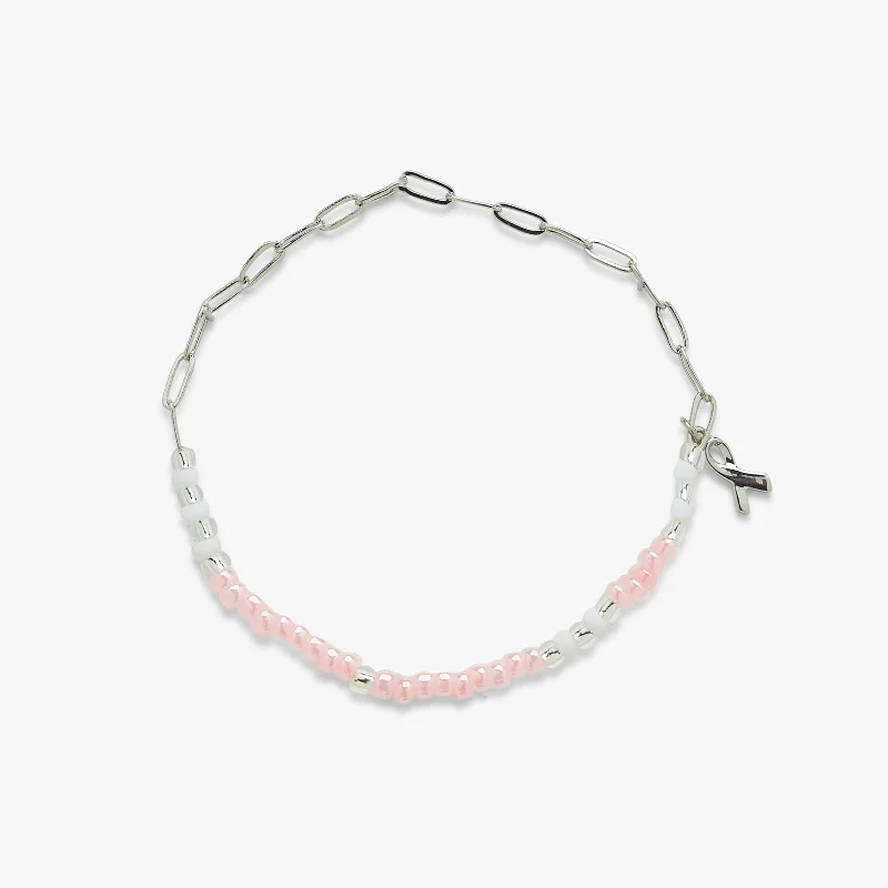 Silver and Gold Bracelet-Boarding 4 Breast Cancer Half N Half Bracelet