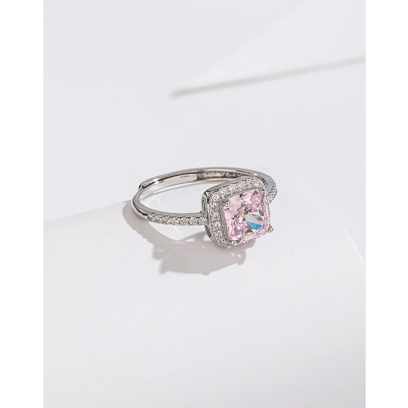 Pink Diamond High Carbon Rhinestone Ring 925 Silver Tc47