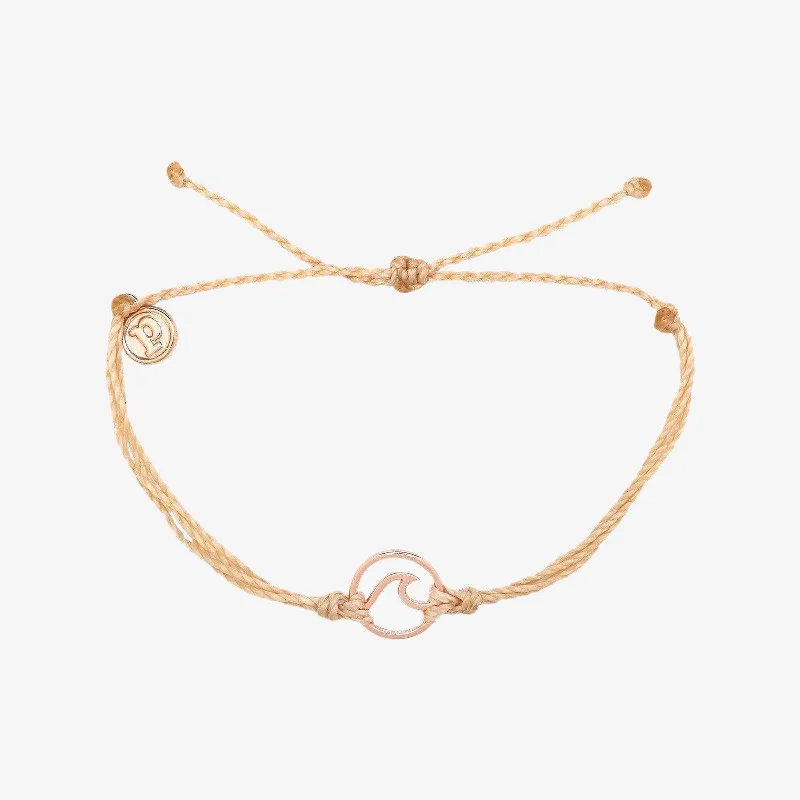 Women's Custom Charm Bracelet-Rose Gold Wave Charm