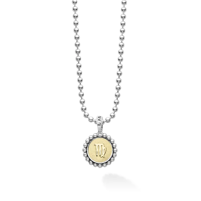 Long Gold Necklace-Signature Caviar Virgo Zodiac Charm Necklace