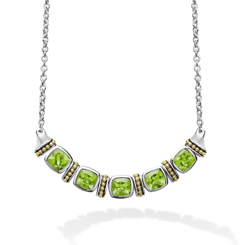 Chunky Gold Necklace-Rittenhouse Five Station Peridot Necklace