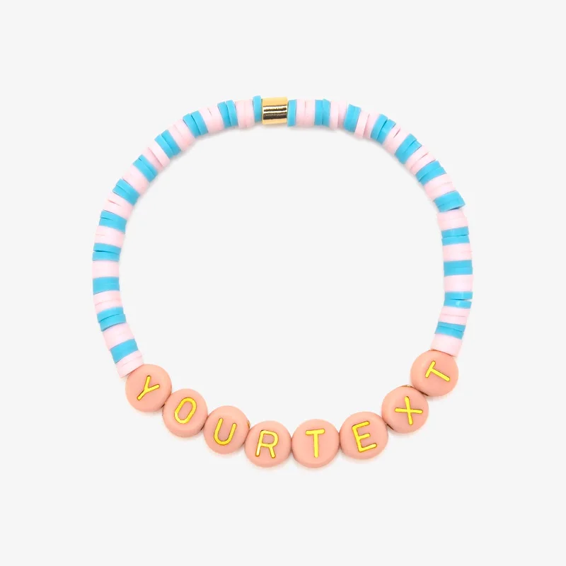 Custom Birthstone Bangle-Cotton Candy Vinyl Disc Stretch Bracelet