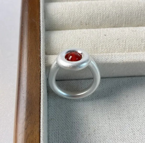 Red Texture Stone Ring