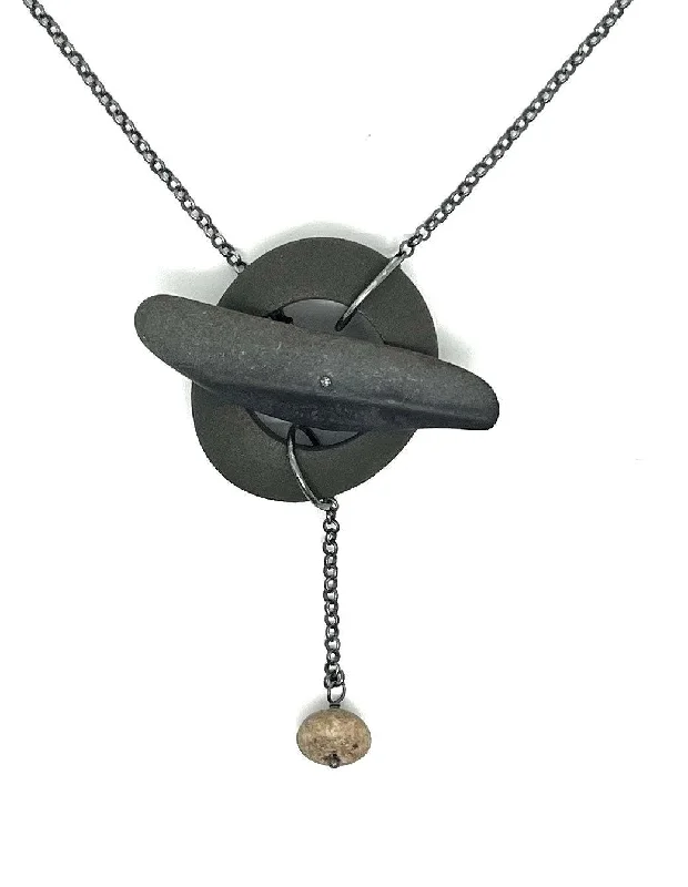 Modern Bar Necklace-Long Rock Toggle Lariat