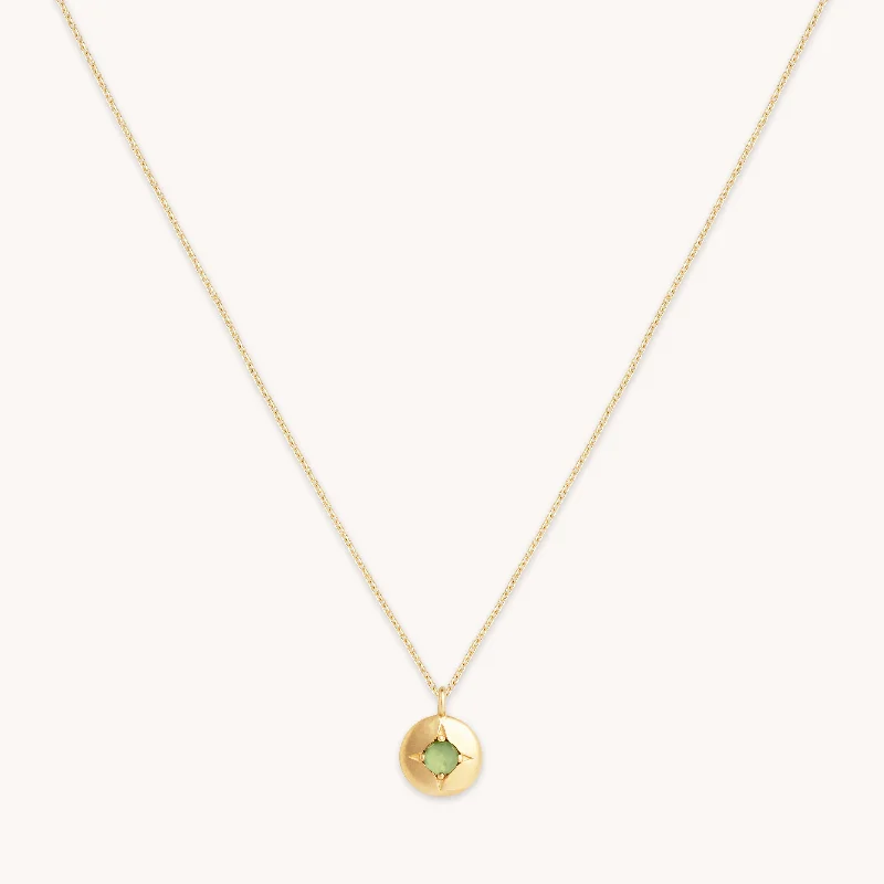 Personalized Pendant Necklace-August Peridot Birthstone Necklace in Solid Gold