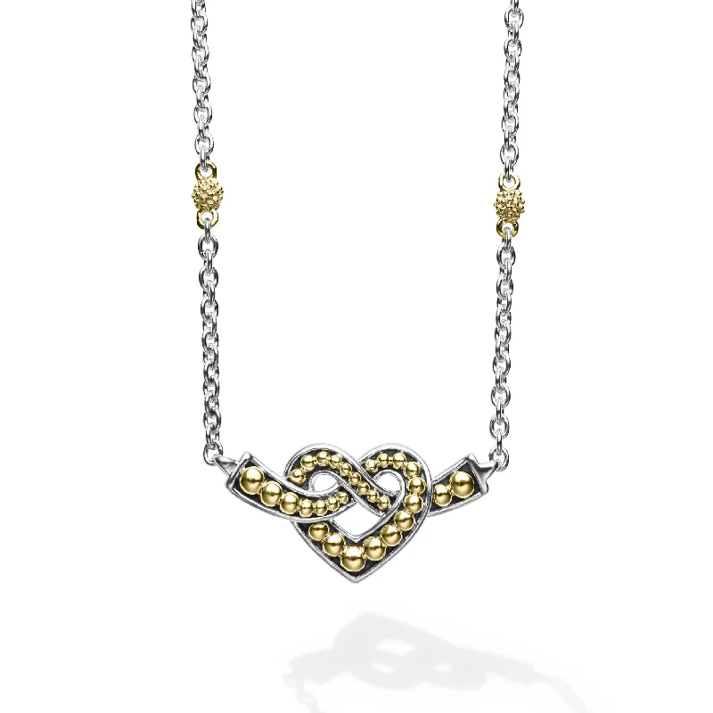 Dainty Necklace for Girls-Beloved Two-Tone Heart Chain Necklace