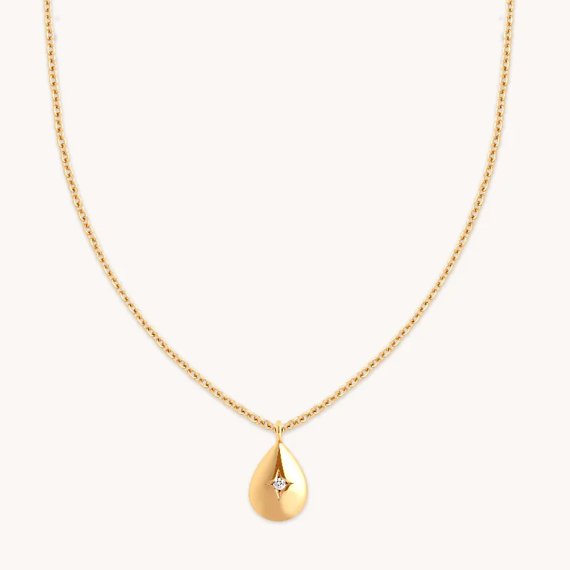 Adjustable Necklace for Women-Pear Pendant Necklace in Gold