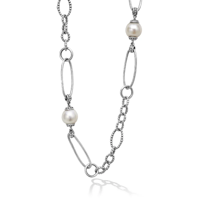 Beaded Choker Necklace-Luna Pearl Link Necklace