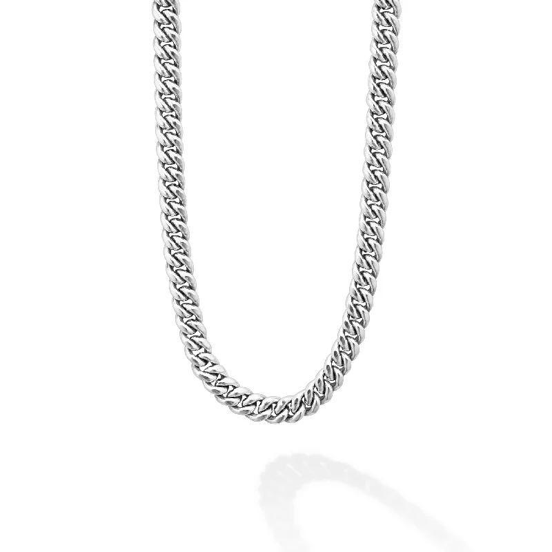 Opal Pendant Necklace-Anthem Silver Curb Chain Necklace | 8mm