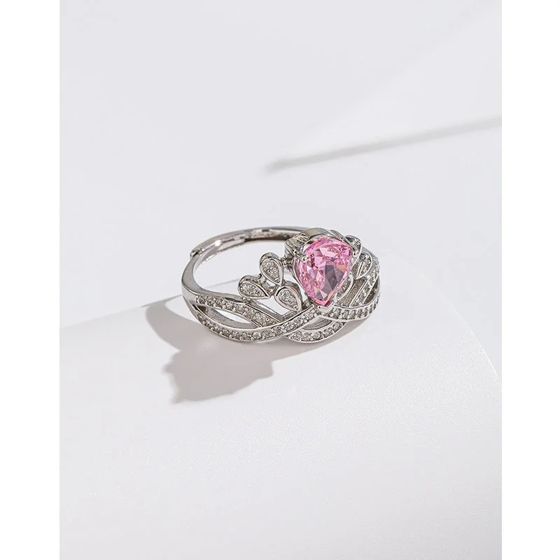 Pink Diamond High Carbon Rhinestone Ring 925 Silver Tc45