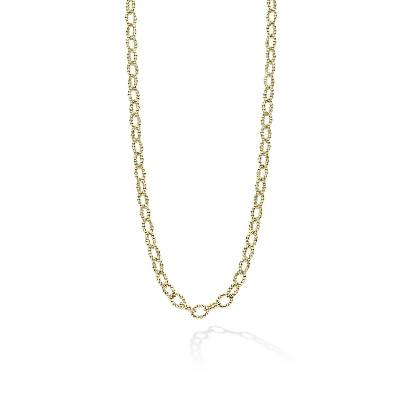 Bridal Gemstone Necklace-Signature Caviar 18K Gold Petite Link Necklace