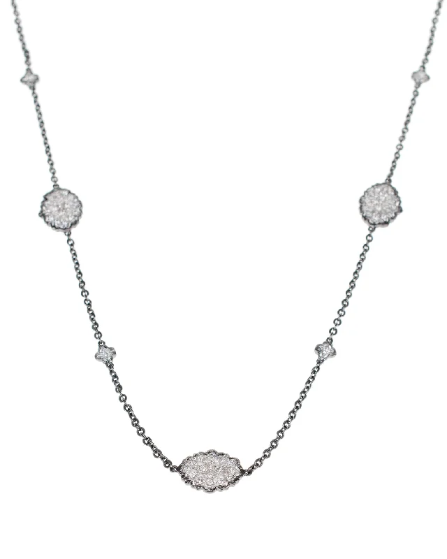 Silver Chain with Gemstone-45" Alternating Filigree Station Necklace