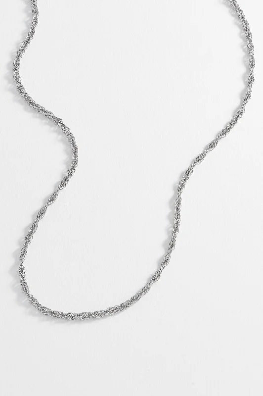 Silver Leaf Necklace-Mens Rope Chain Necklace