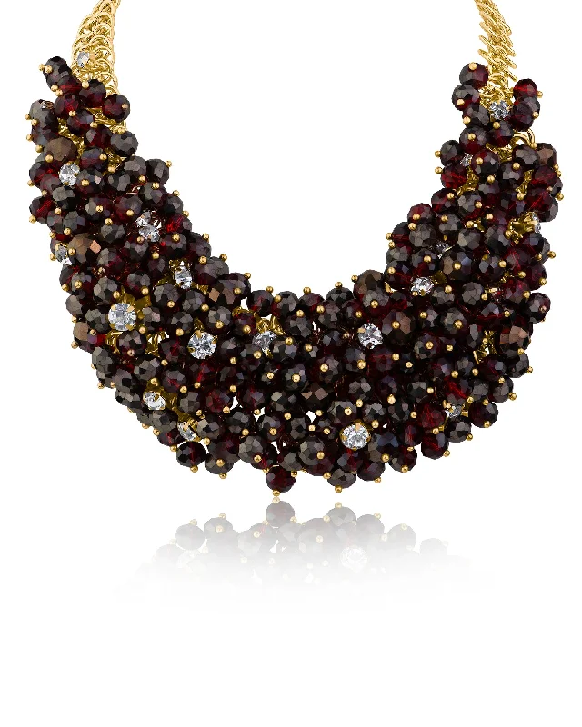 Luxury Gemstone Necklace-Beaded Bib Necklace