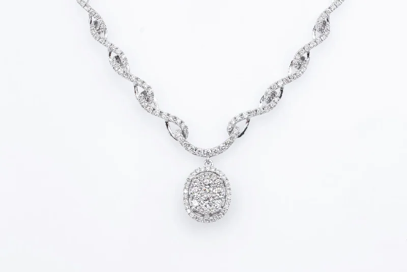 Custom Nameplate Necklace-1.5 ct Diamond Drop Center Fashion Necklace