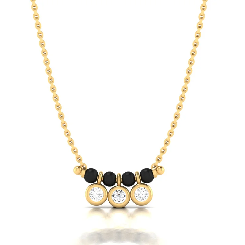 Elegant Pearl Necklace-Glistening Gold Droplets Necklace with Lab Grown Diamonds