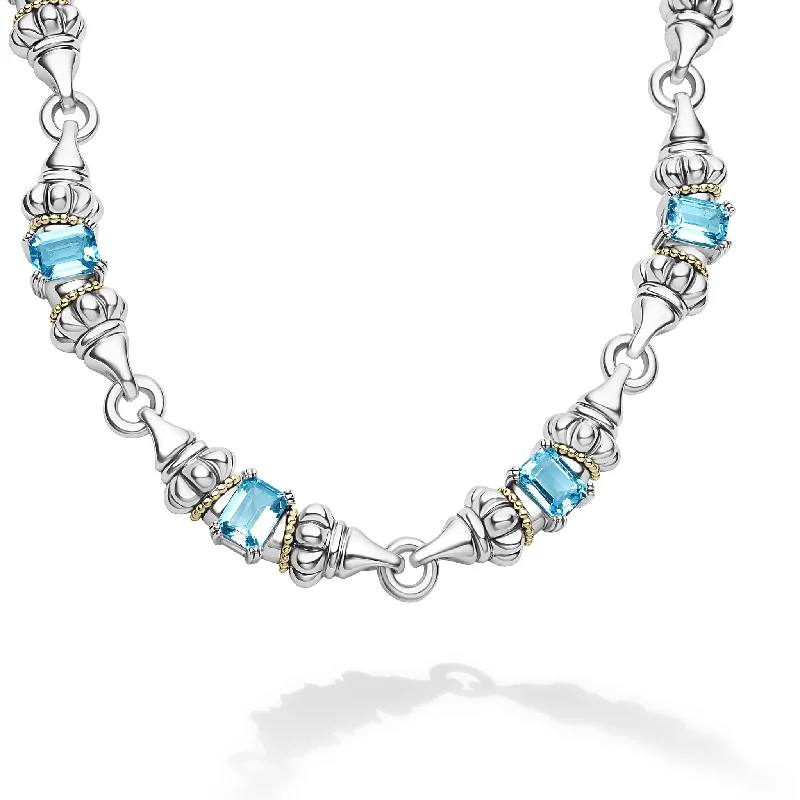 Minimalist Diamond Necklace-Glacier Swiss Blue Topaz Caviar Necklace