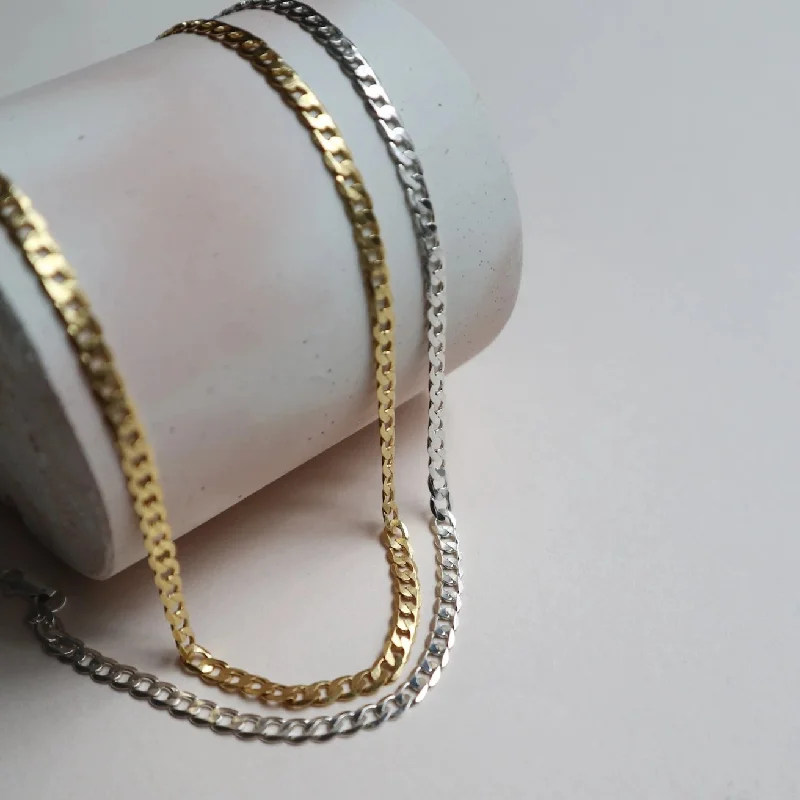 Simple Gold Necklace-'Carrie' Curb Chain Necklace