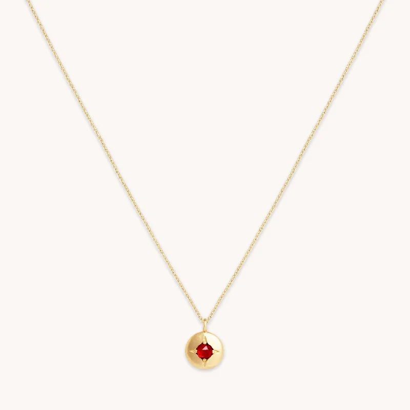 Choker Necklace for Women-January Garnet Birthstone Necklace in Solid Gold