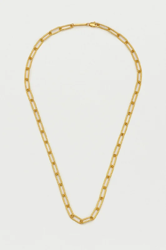 Gold Heart Pendant Necklace-Paperclip Link Chain Necklace