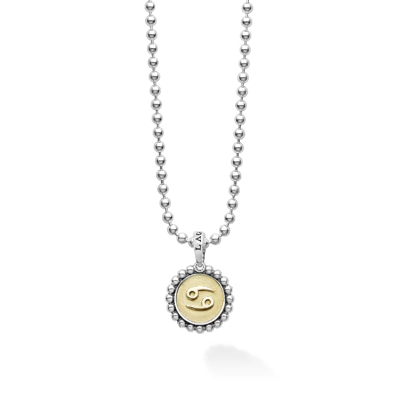 Gold Rope Chain Necklace-Signature Caviar Cancer Zodiac Charm Necklace