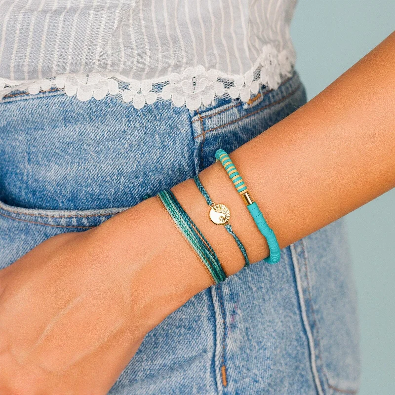 Beaded Leather Charm Bracelet-Teal Tides Pack