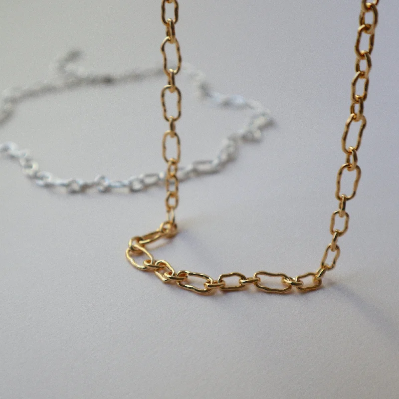 Simple Gold Pendant Necklace-'Frieda' Molten Cable Chain