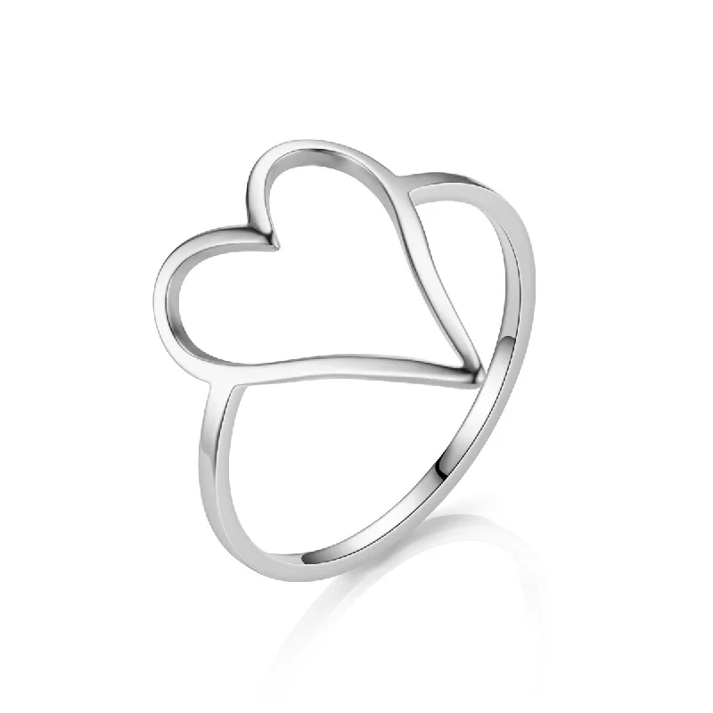 Steel Cut Peach Heart Ring