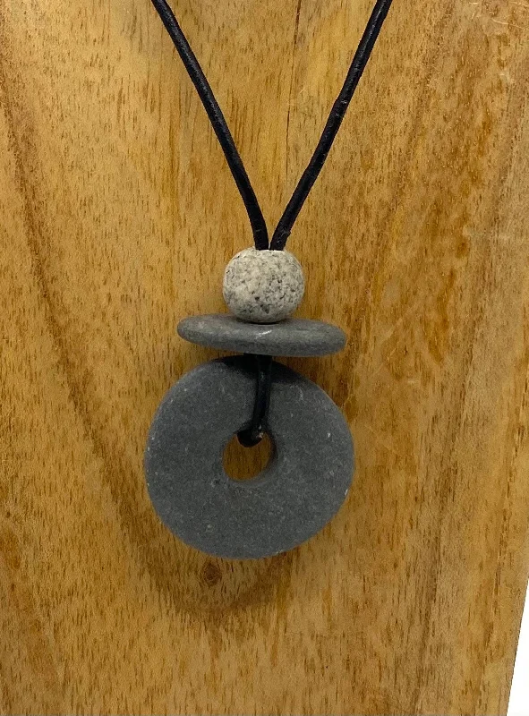 Wedding Pendant Necklace-Rock and Leather Necklace