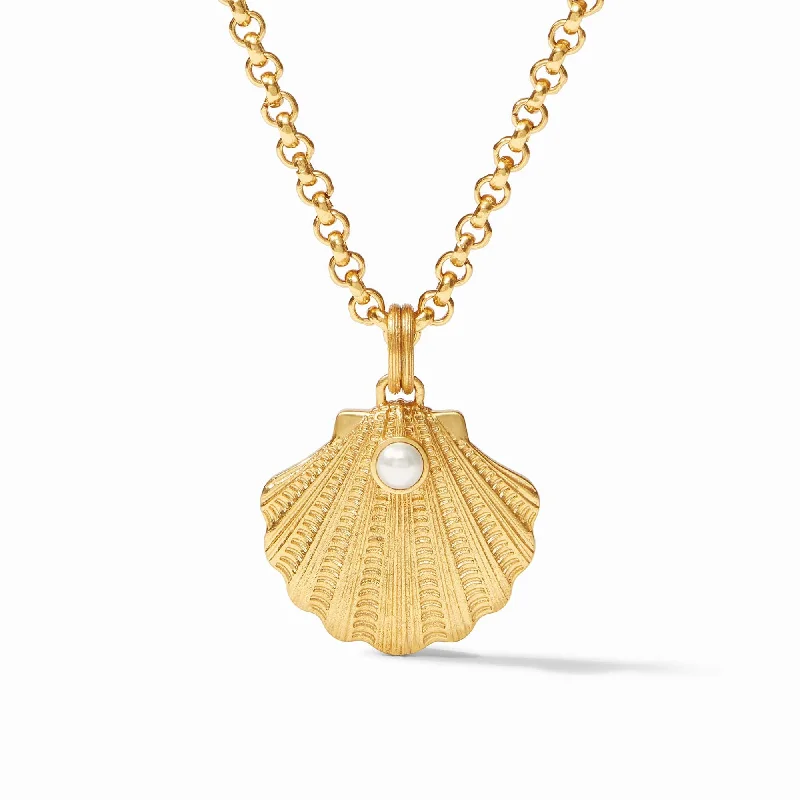 Dainty Crystal Necklace-Sanibel Shell Pendant